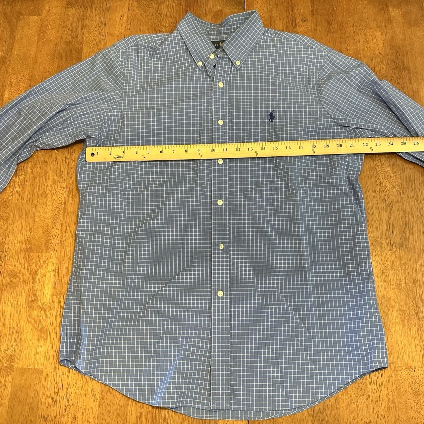 Ralph Lauren Ralph Lauren Dress Shirt Men Large Blue Checkered Pony Button-Down Collar Size 42R - 6 Thumbnail