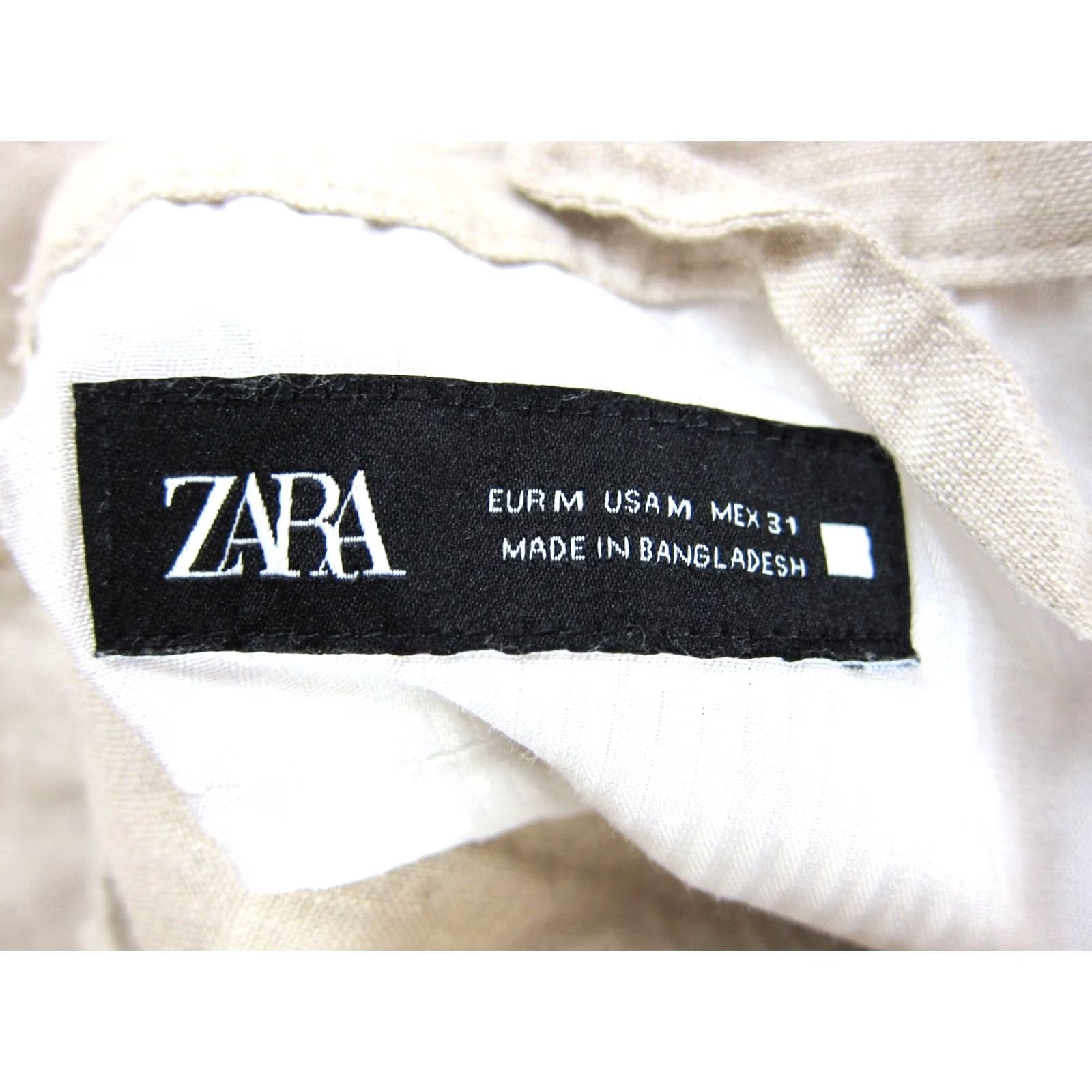 Zara ZARA Brown Beige 100% Linen Pocket High Rise Tapered Chino Pant Women M Size 32" / US 10 / IT 46 - 3 Thumbnail
