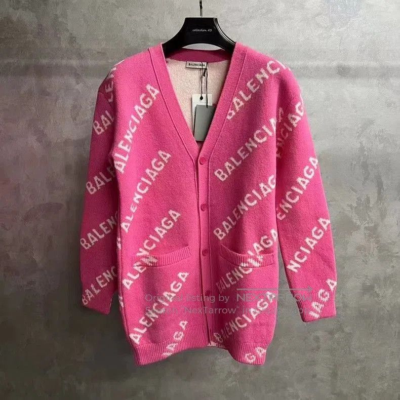 Balenciaga Balenciaga Pink Letter Print Wool Sweater. Size US XS / EU 42 / 0 - 1 Thumbnail