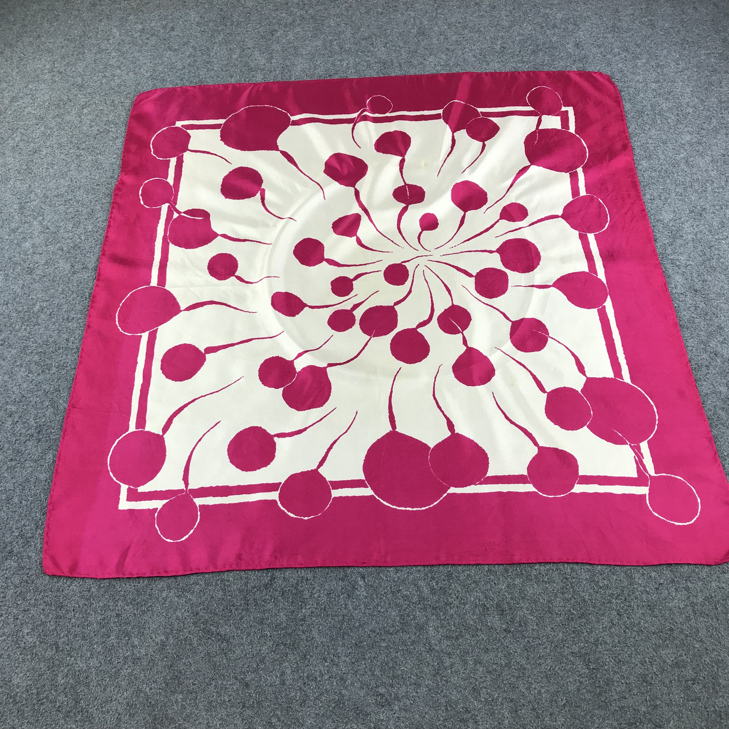 Vintage Vintage Pink Dots Silk Scarf M134 Size ONE SIZE - 2 Thumbnail