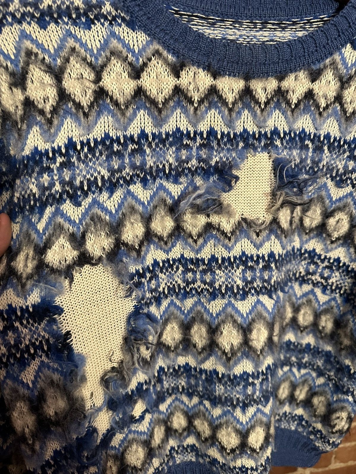Maison Margiela FW/22 Fair Isle Wool distressed Sweater Size US L / EU 52-54 / 3 - 6 Thumbnail