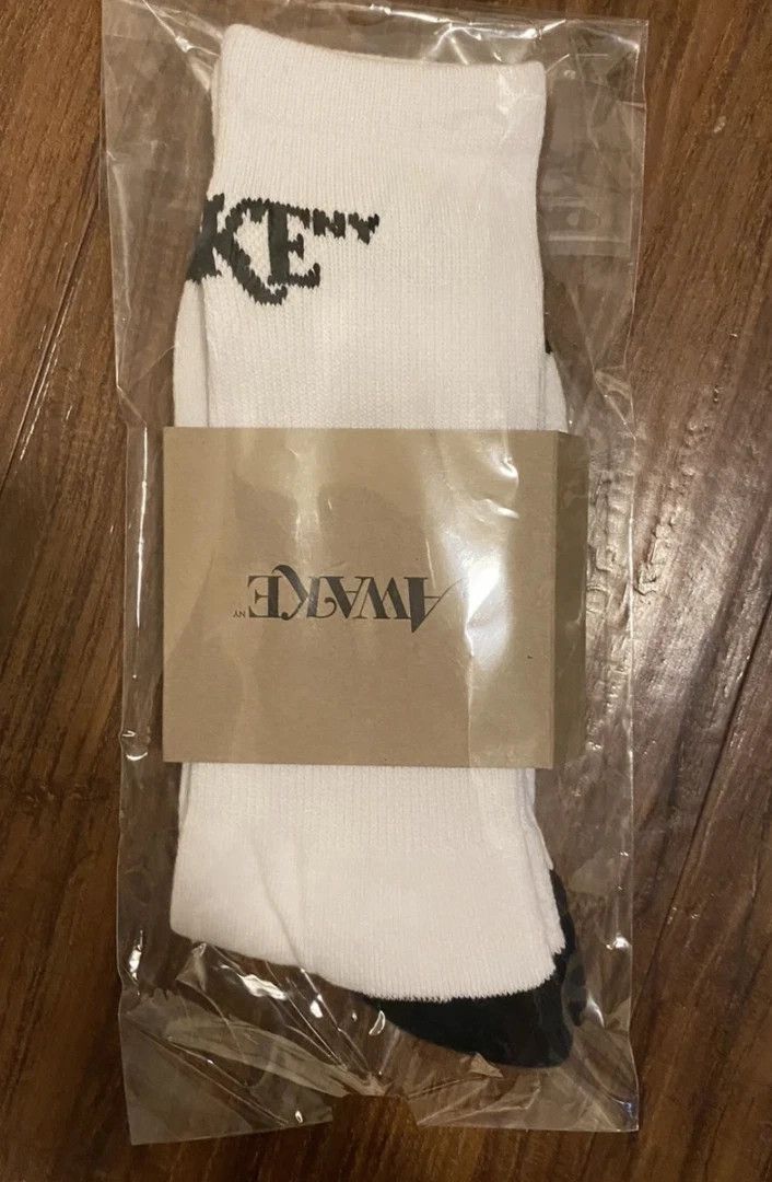 Awake NY Awake NY - White/navy Classic Logo Knit Socks crew Size ONE SIZE - 3 Thumbnail
