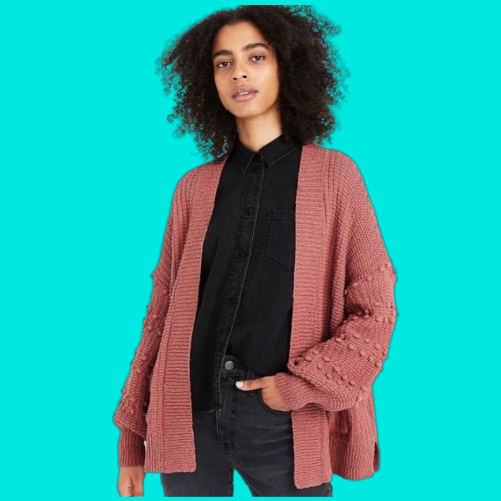 VINTAGE Madewell Pink Quartz Knit Cardigan Sweater Womens XL Long