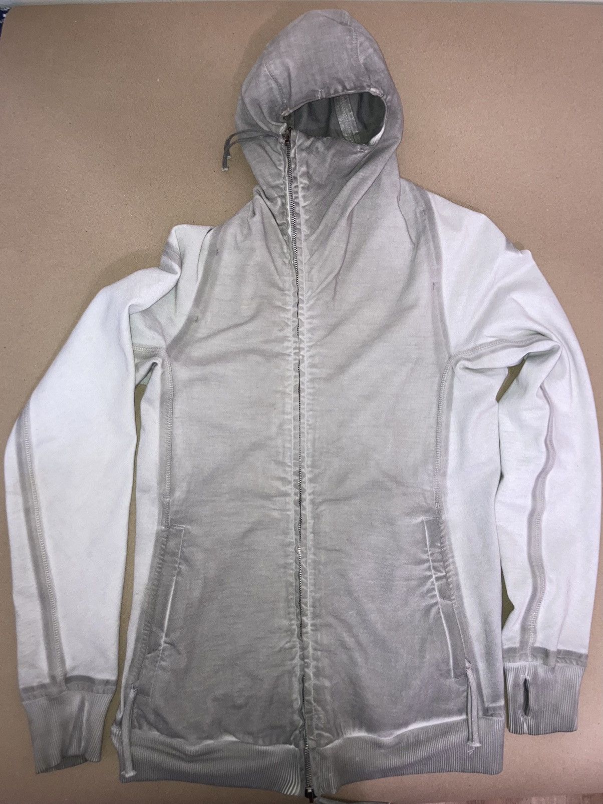 Boris Bidjan Saberi Seam taped object dyed reversible zipper2 hoodie (light grey Size US M / EU 48-50 / 2 - 3 Thumbnail