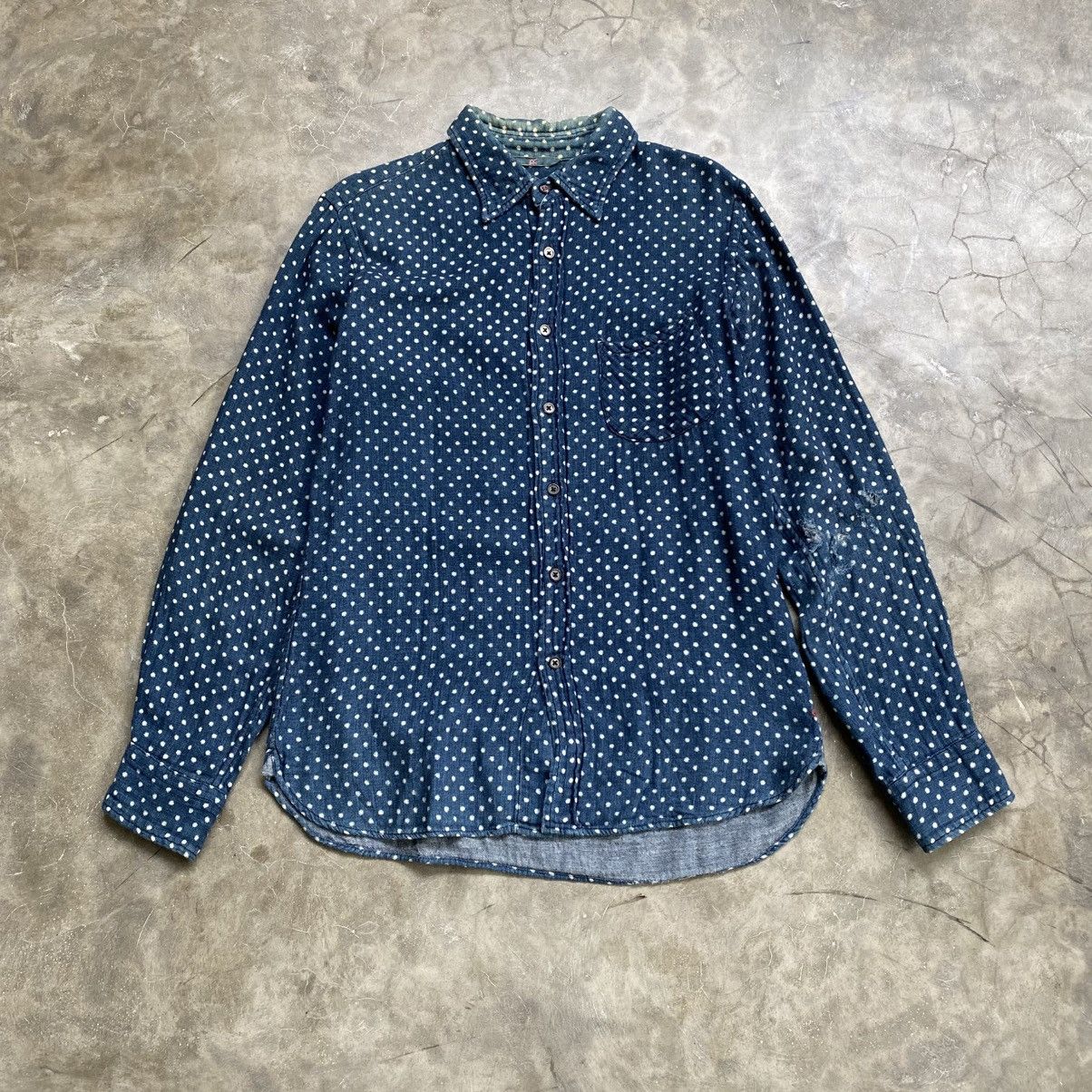 2000s 45rpm - Polkadot Indigo Button Up Shirt