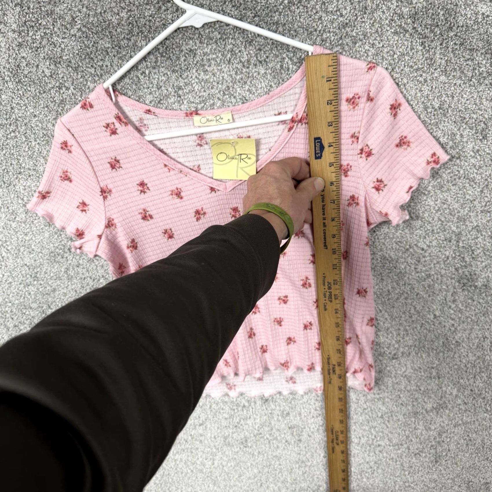 Vintage Olivia Rae T-Shirt M Floral Cropped Lettuce Trim Romantic Fairycore Coquette Size M / US 6-8 / IT 42-44 - 2 Thumbnail