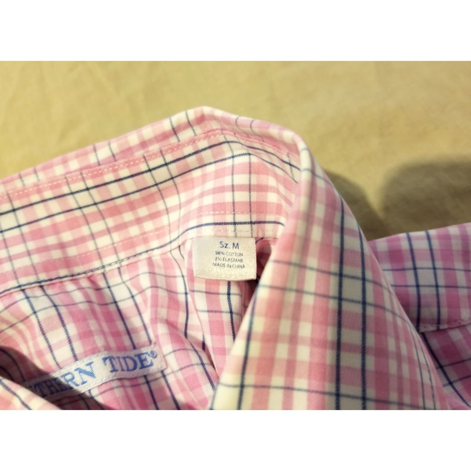 Southern Tide Southern Tide Mens Dress Shirt Button-Up Plaid Cotton M Purple Pink Button-Down Collared Casual Classic Pocketed Size 40R - 5 Thumbnail