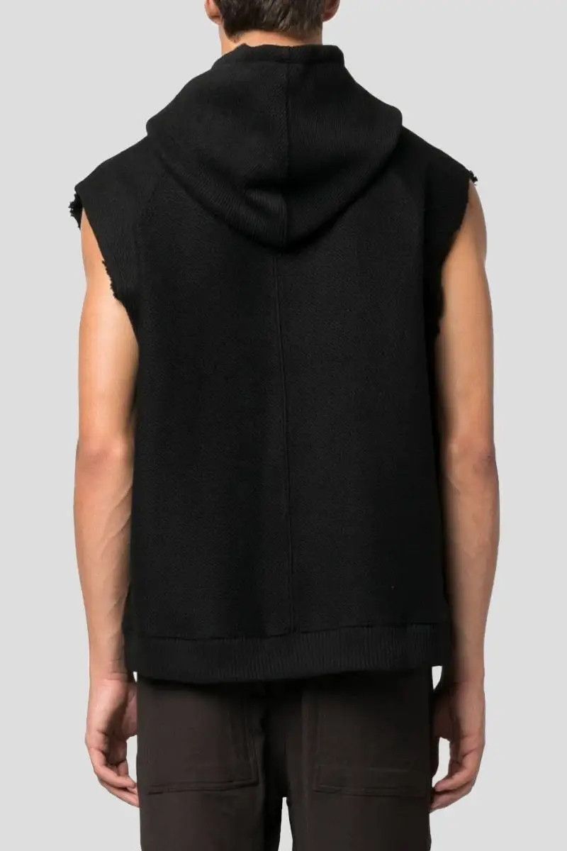 Thom Krom Thom Krom Black Raw-Cut Ribbed-Knit Sleeveless Hoodie M Size US M / EU 48-50 / 2 - 4 Thumbnail