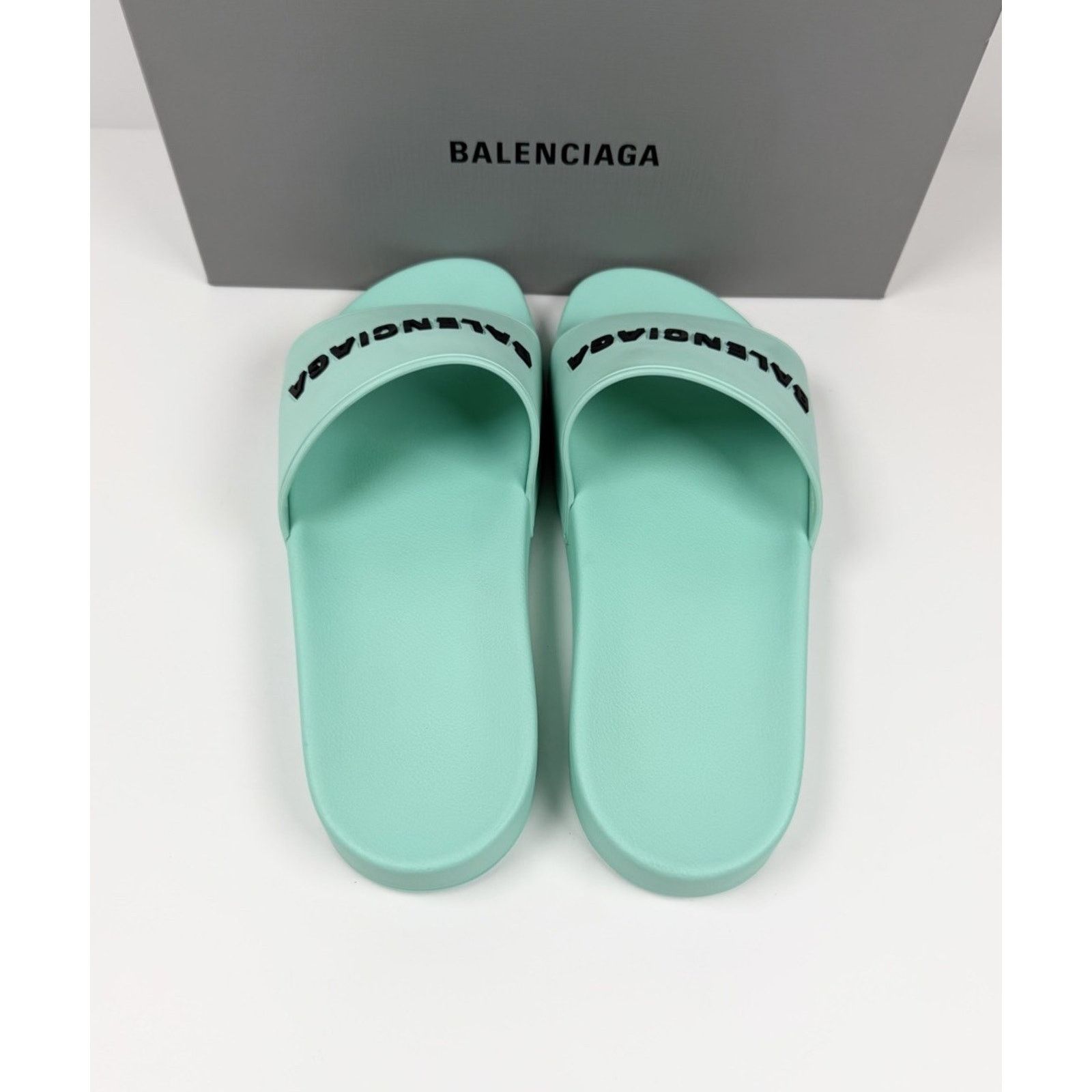 Balenciaga Size 11 - Balenciaga Mint Rubber Pool Sandals NEW! Size US 11 / EU 44 - 3 Thumbnail