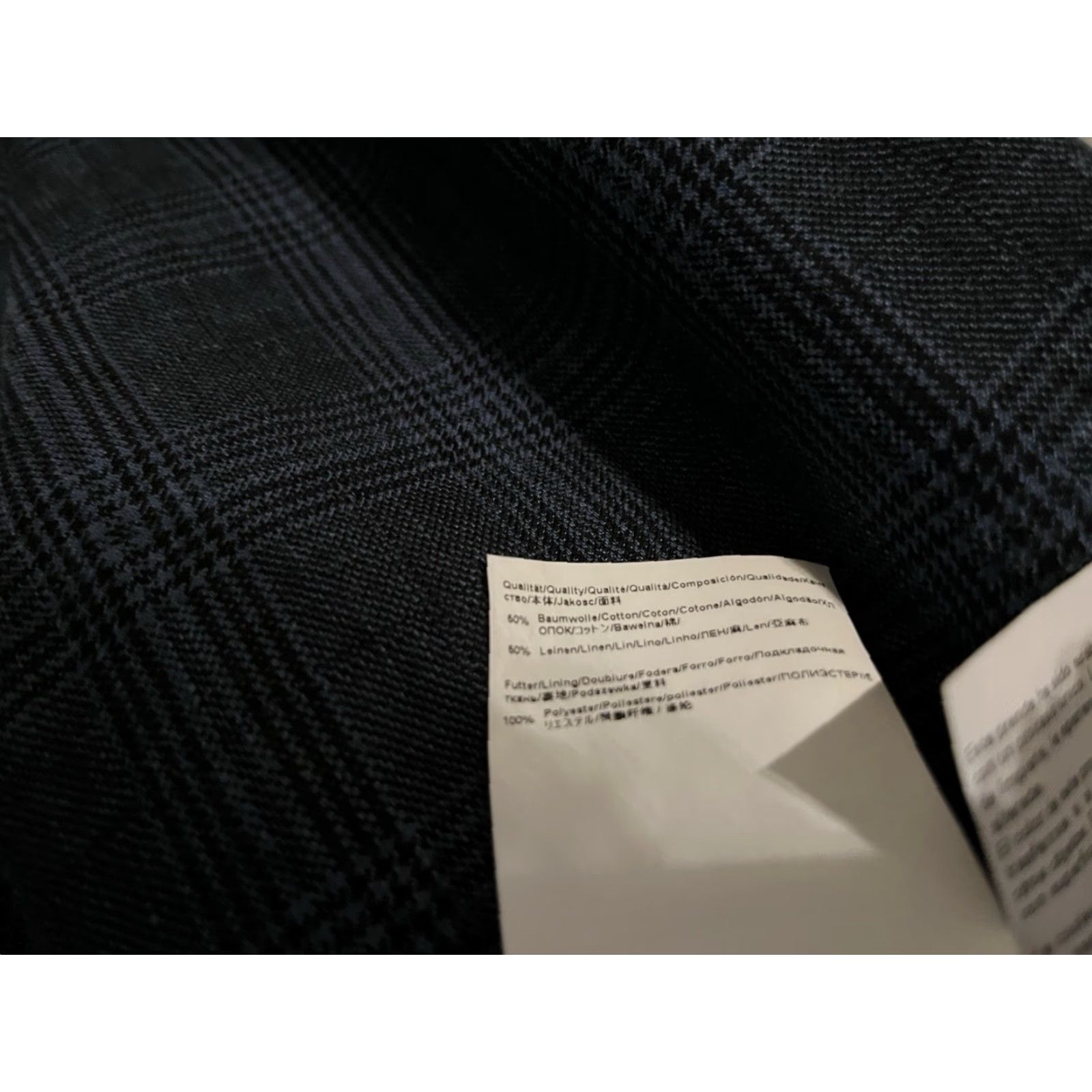 Hugo Boss HUGO BOSS Blazer Plaid Jacket Cotton Linen Blue 40R Regular Men Size 40R - 6 Thumbnail