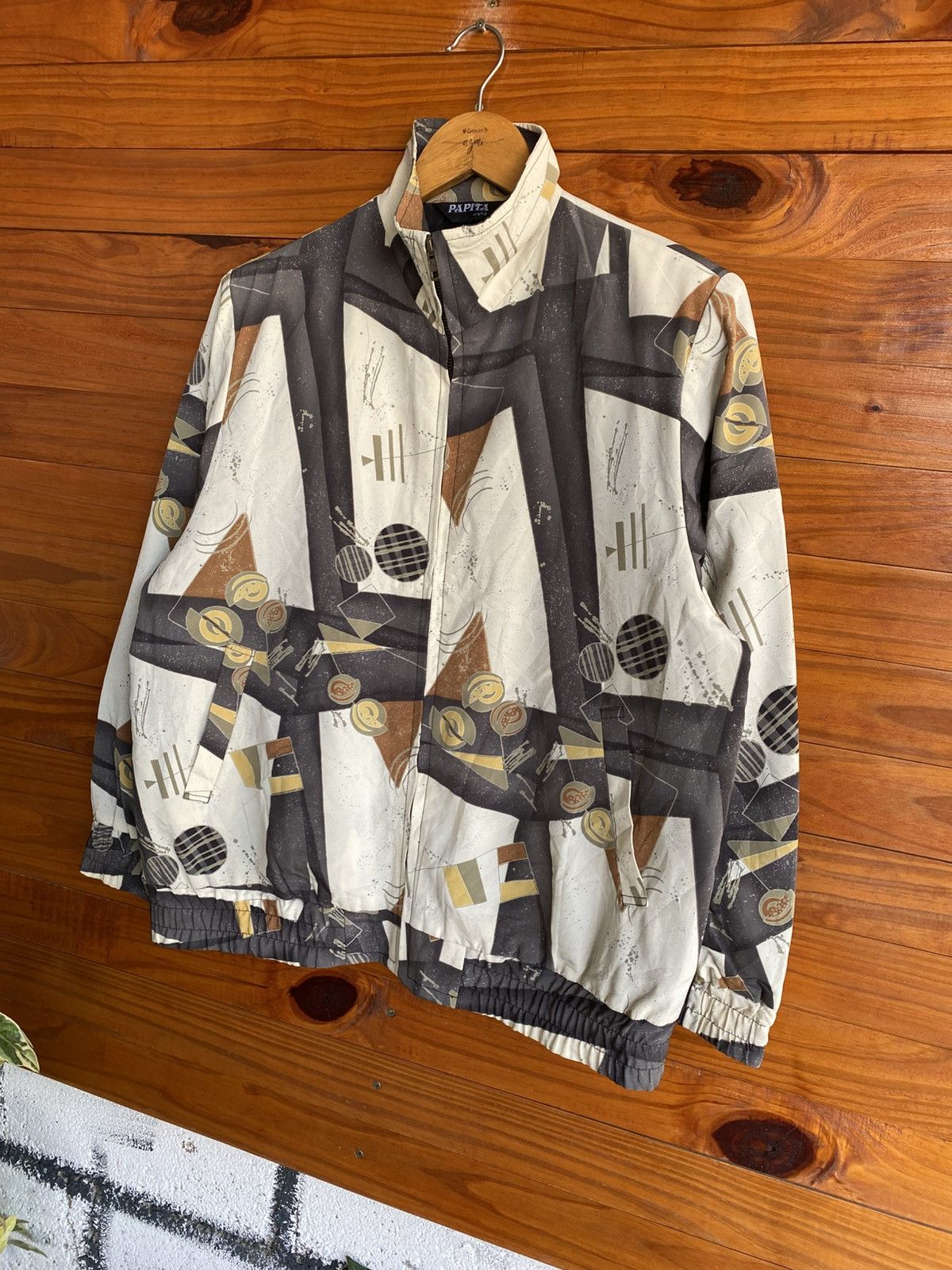 Japanese Brand Vintage PAPITA Abstract Pattern Jacket Japanese Brand Zip-Up Size L / US 10 / IT 46 - 4 Thumbnail