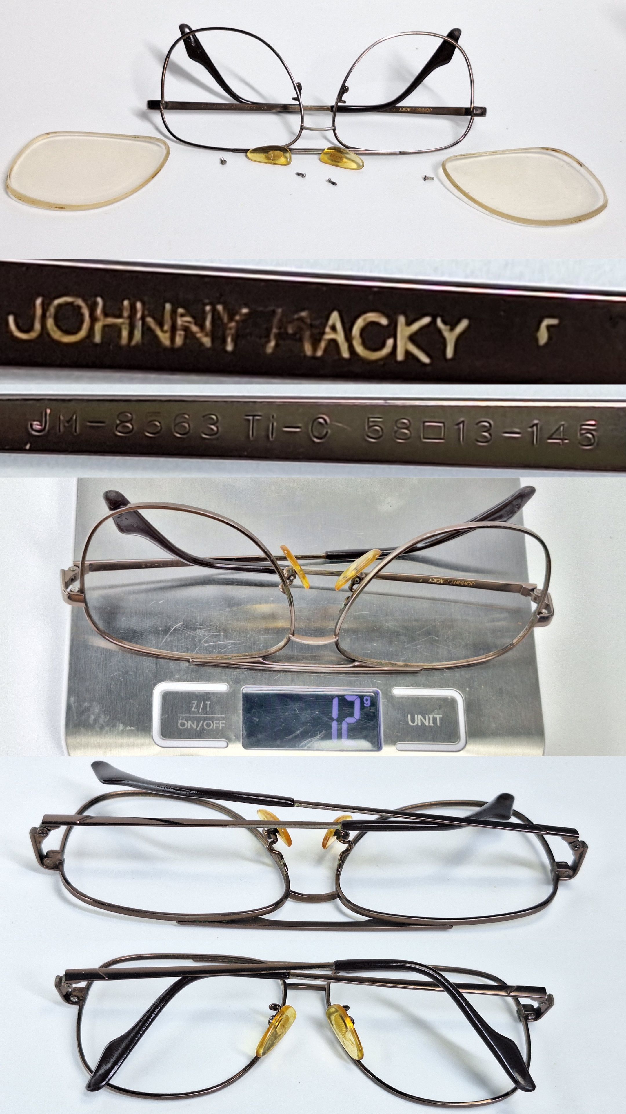 Vintage Johnny Macky JM-85 Titanium Double Bridge Eyeglass Frame Size ONE SIZE - 9 Thumbnail