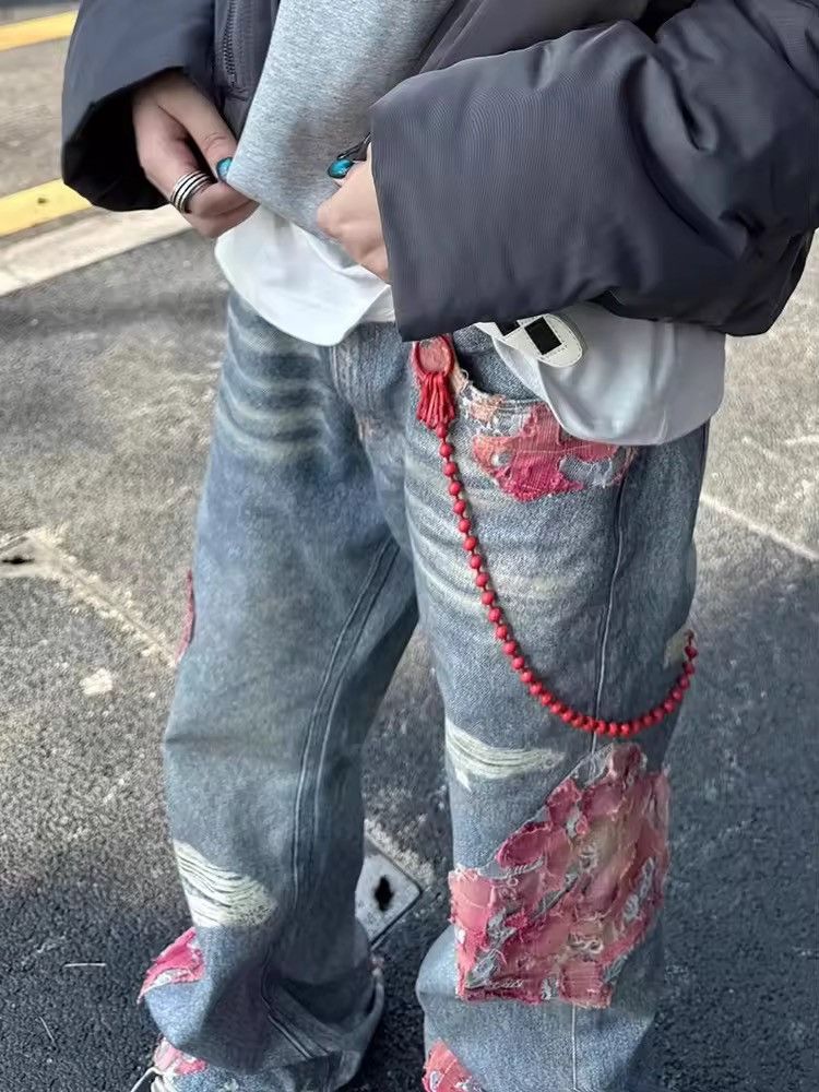 Japanese Brand Design printed patchwork flared jeans Size US 29 - 8 Thumbnail