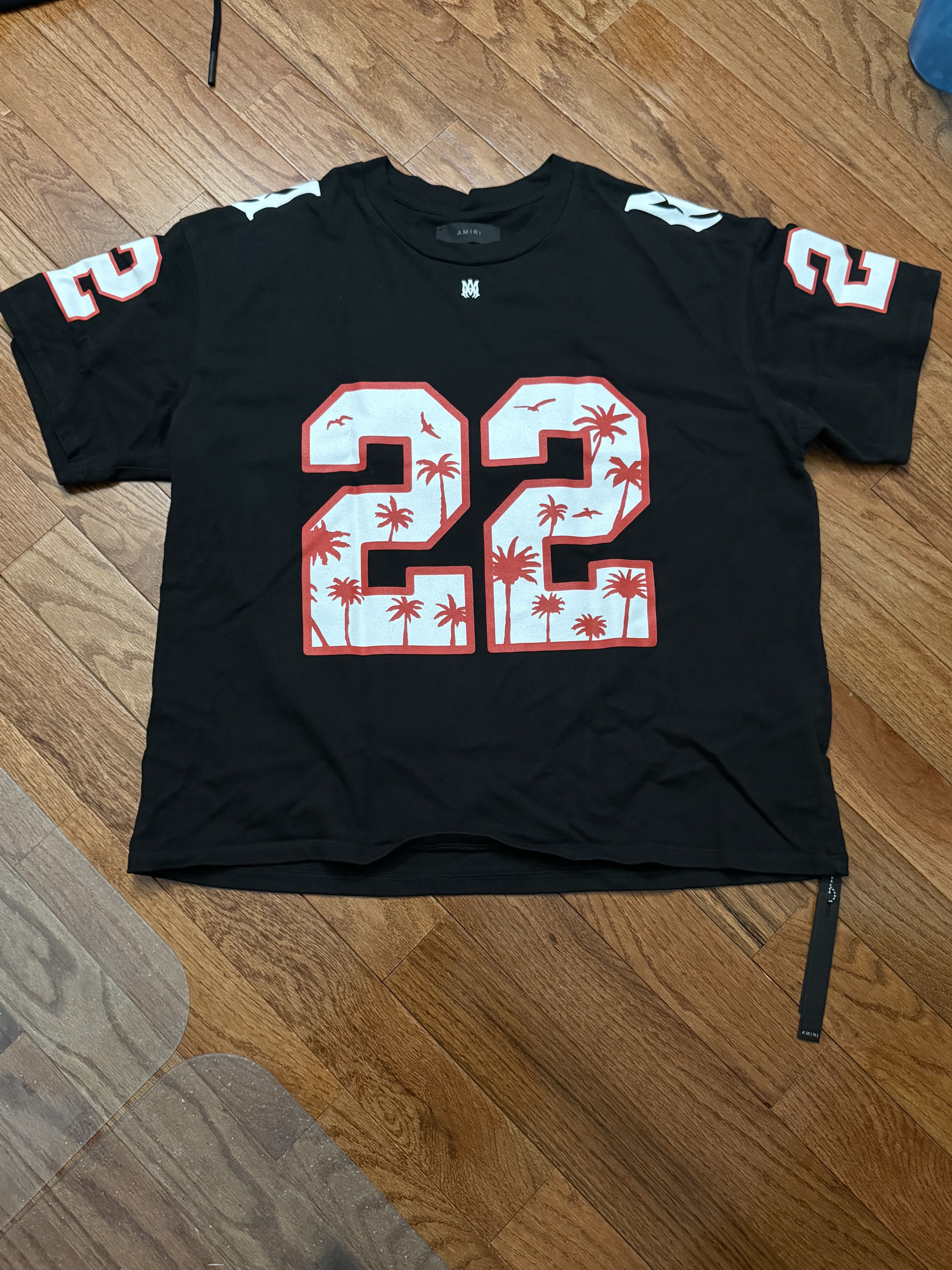 Amiri 22 Football Tee Black AMIRI Size US XL / EU 56 / 4 - 1 Thumbnail