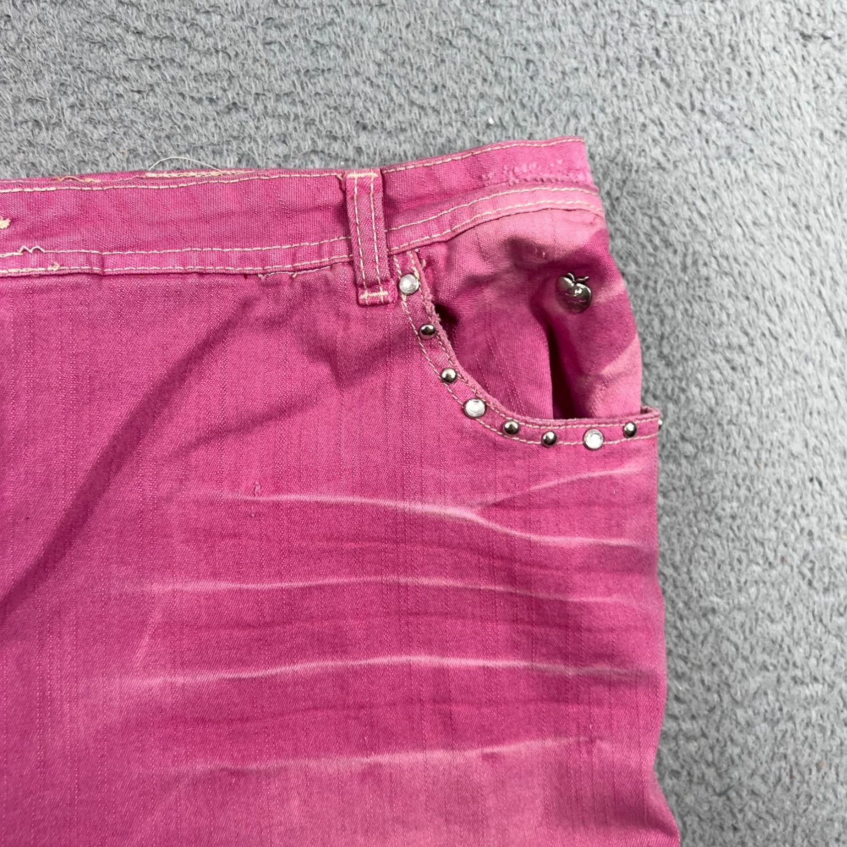 Vintage VTG Apple Bottoms Jeans Womens 39x33 Pink Ombré Distressed Y2K Flared Vintage Women Jeans Distressed Pink Ombré 39x33 Womens VTG Apple Bottoms Jeans Size 39" - 6 Thumbnail