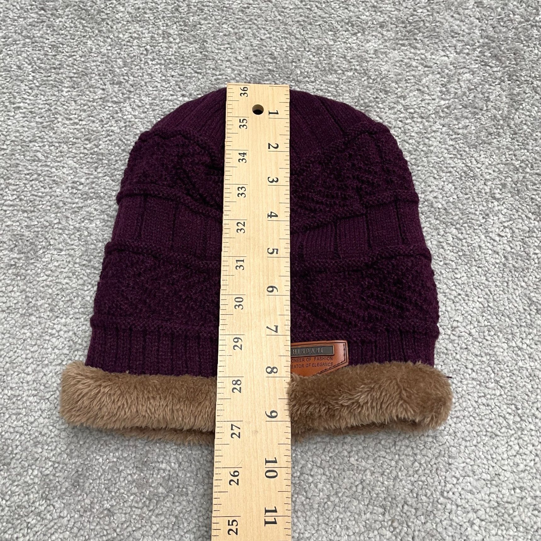 Vintage Hindawi Fur Trim Beanie Hat Womens One Size Purple Brown Knitted Casual Winter Size ONE SIZE - 5 Thumbnail