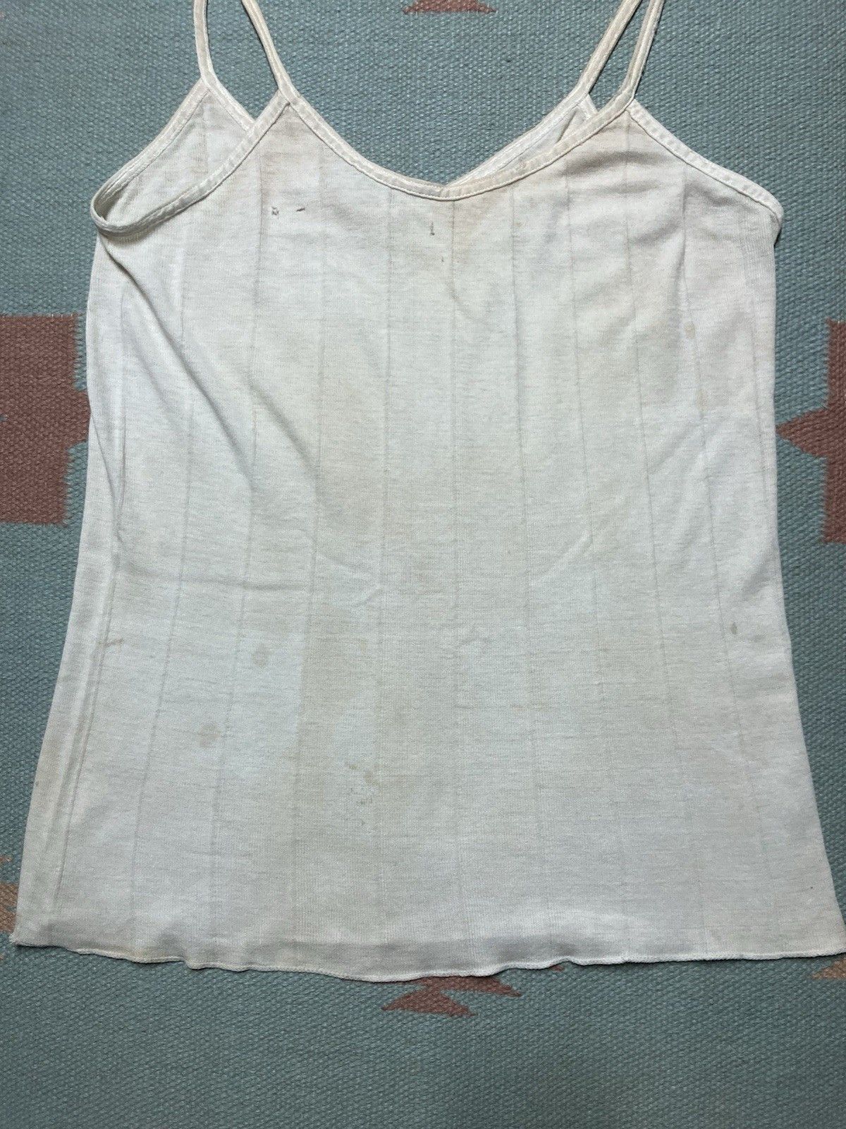 Vintage 50s women’s ribbed tank top slip shirt cotton soft large Size S / US 4 / IT 40 - 8 Thumbnail