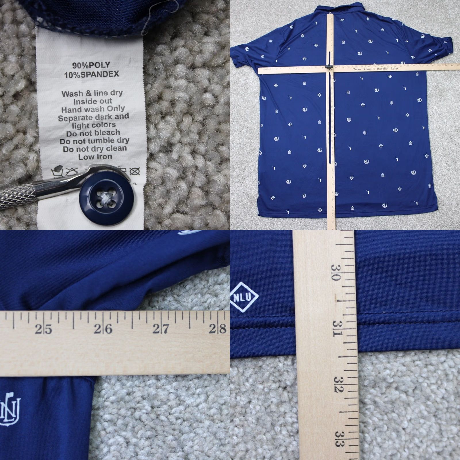 Vintage No Laying Up Polo Shirt Men XL Blue Golf All Over Print Stretch Short Sleeve Size US XL / EU 56 / 4 - 8 Thumbnail