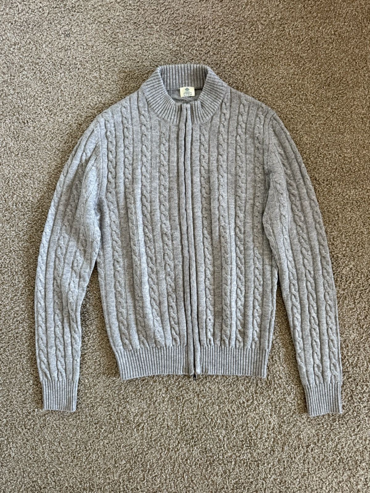 Luigi Borrelli Gray Wool Cashmere Sweater Full Zip Size US M / EU 48-50 / 2 - 3 Thumbnail