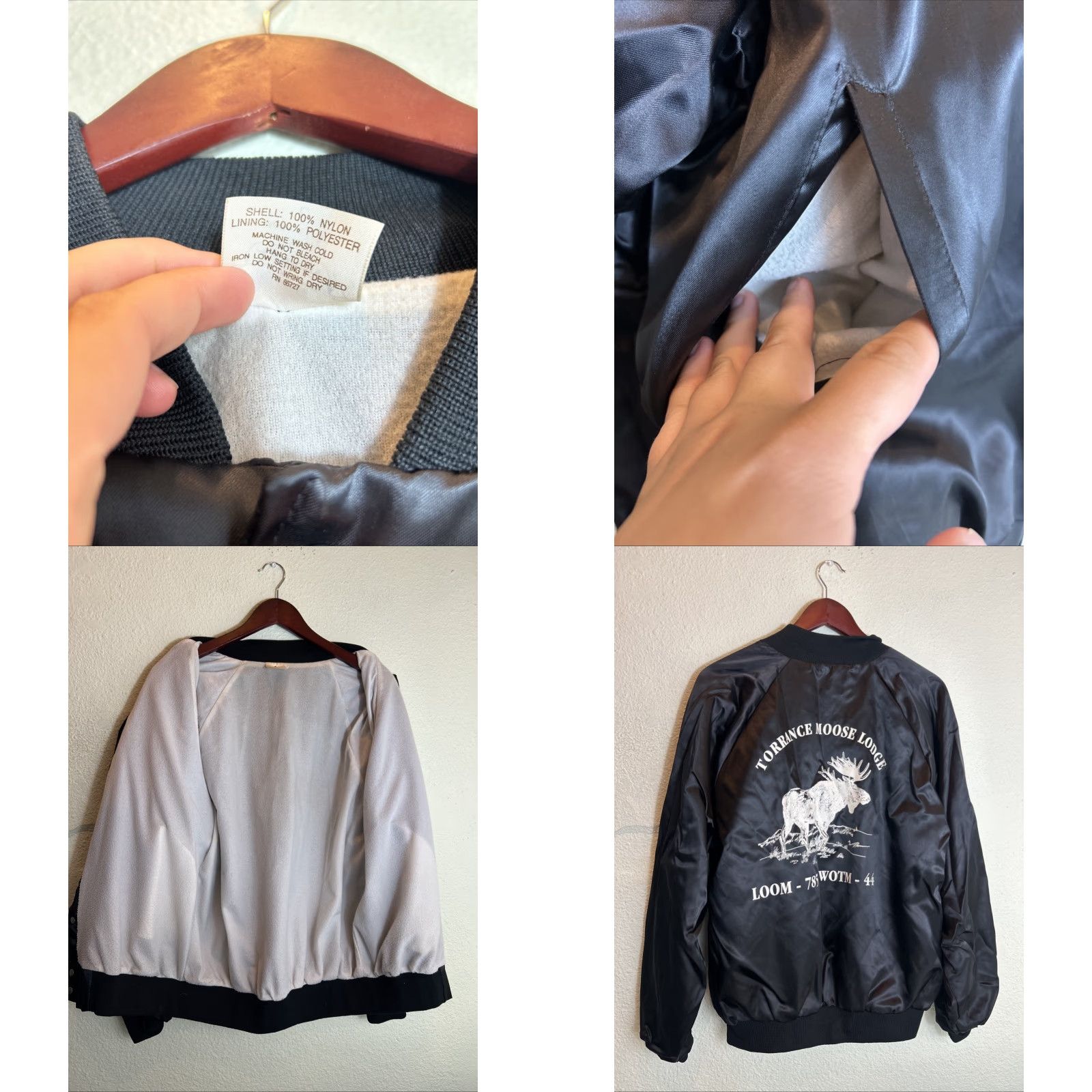 Vintage VINTAGE Auburn Satin Bomber Jacket White Black Full Snap Men L Jacket Size US L / EU 52-54 / 3 - 8 Thumbnail