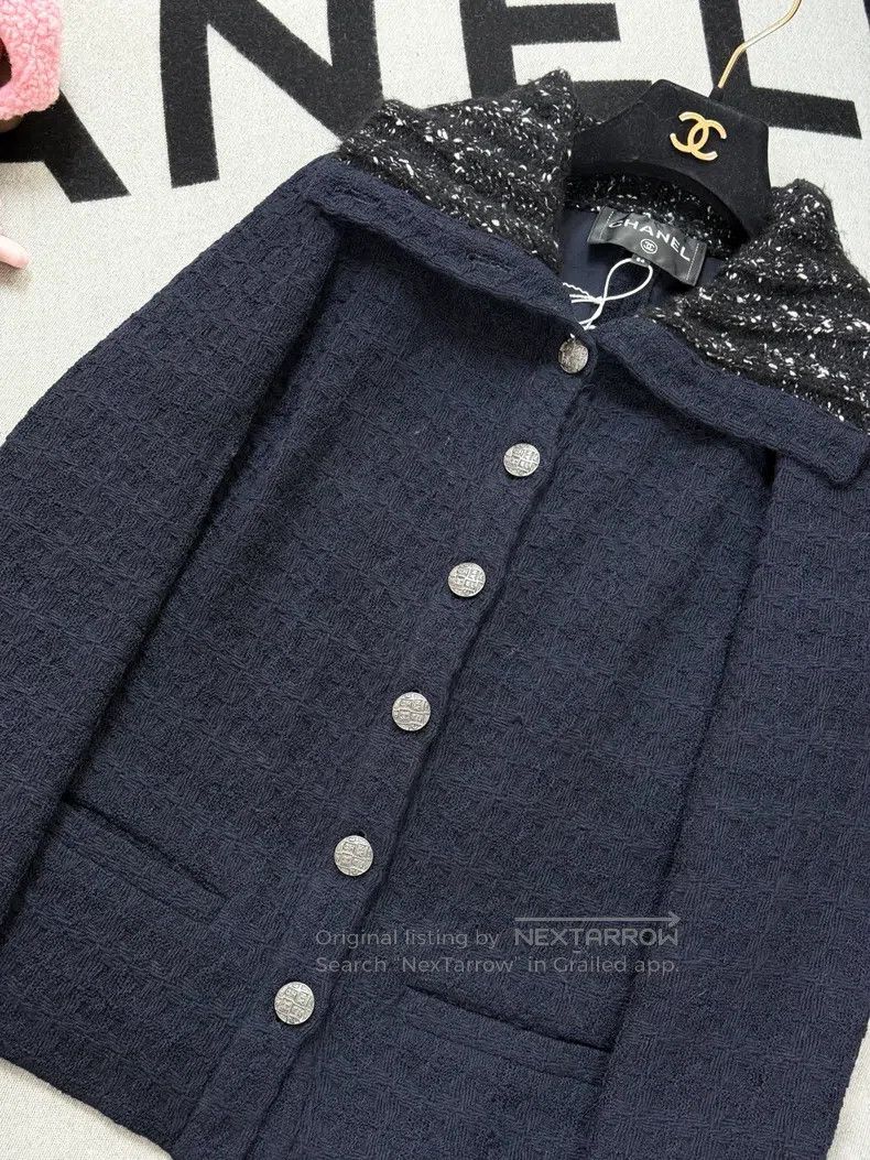 Chanel Chanel Dark blue inner black and white knitted lapel long- Size XXS / US 00 / IT 34 - 8 Thumbnail