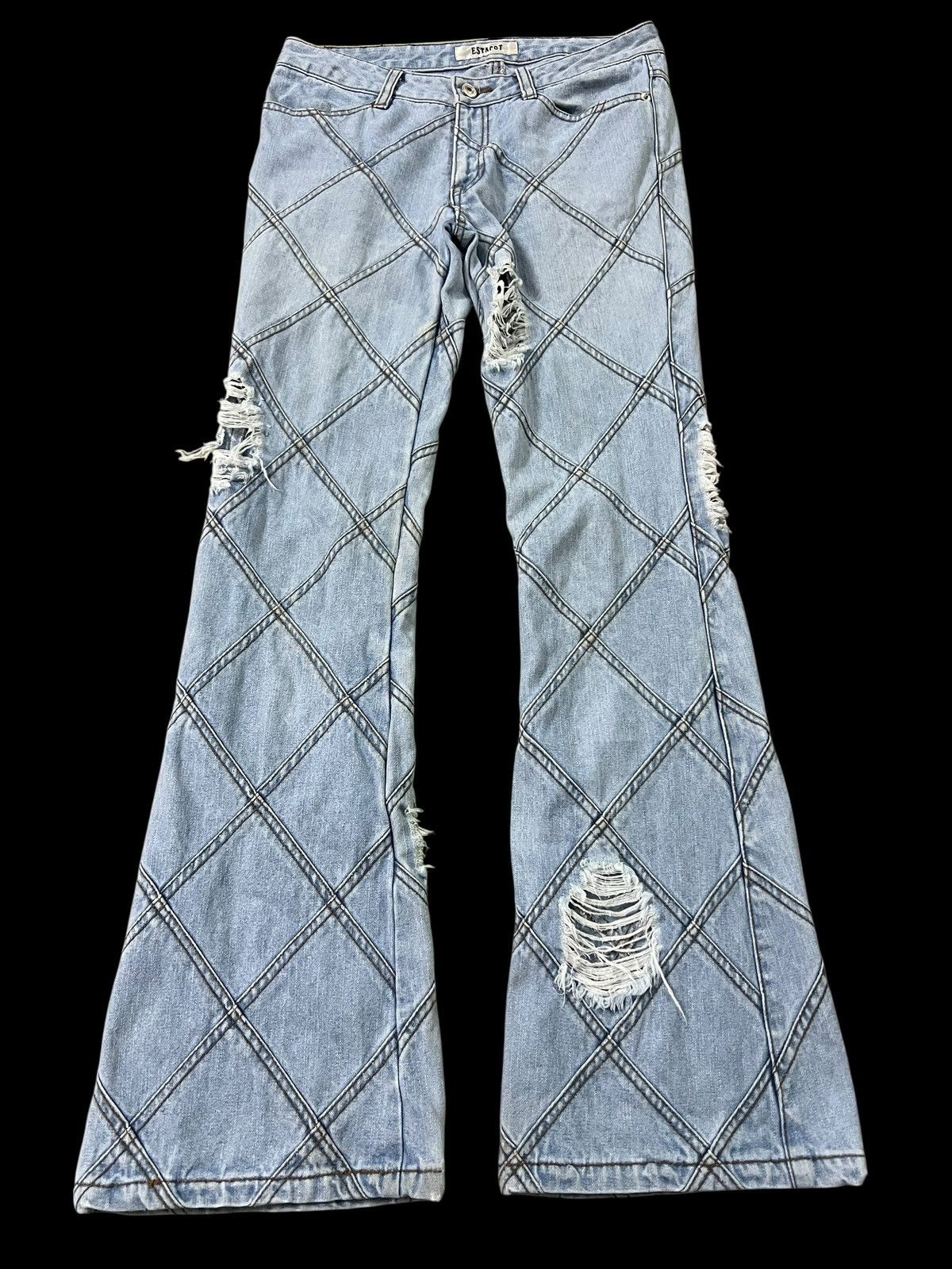 Japanese Brand 💥Flare💥Estacot Faded Distress Jean Like Tornado Mart Size US 28 / EU 44 - 1 Thumbnail