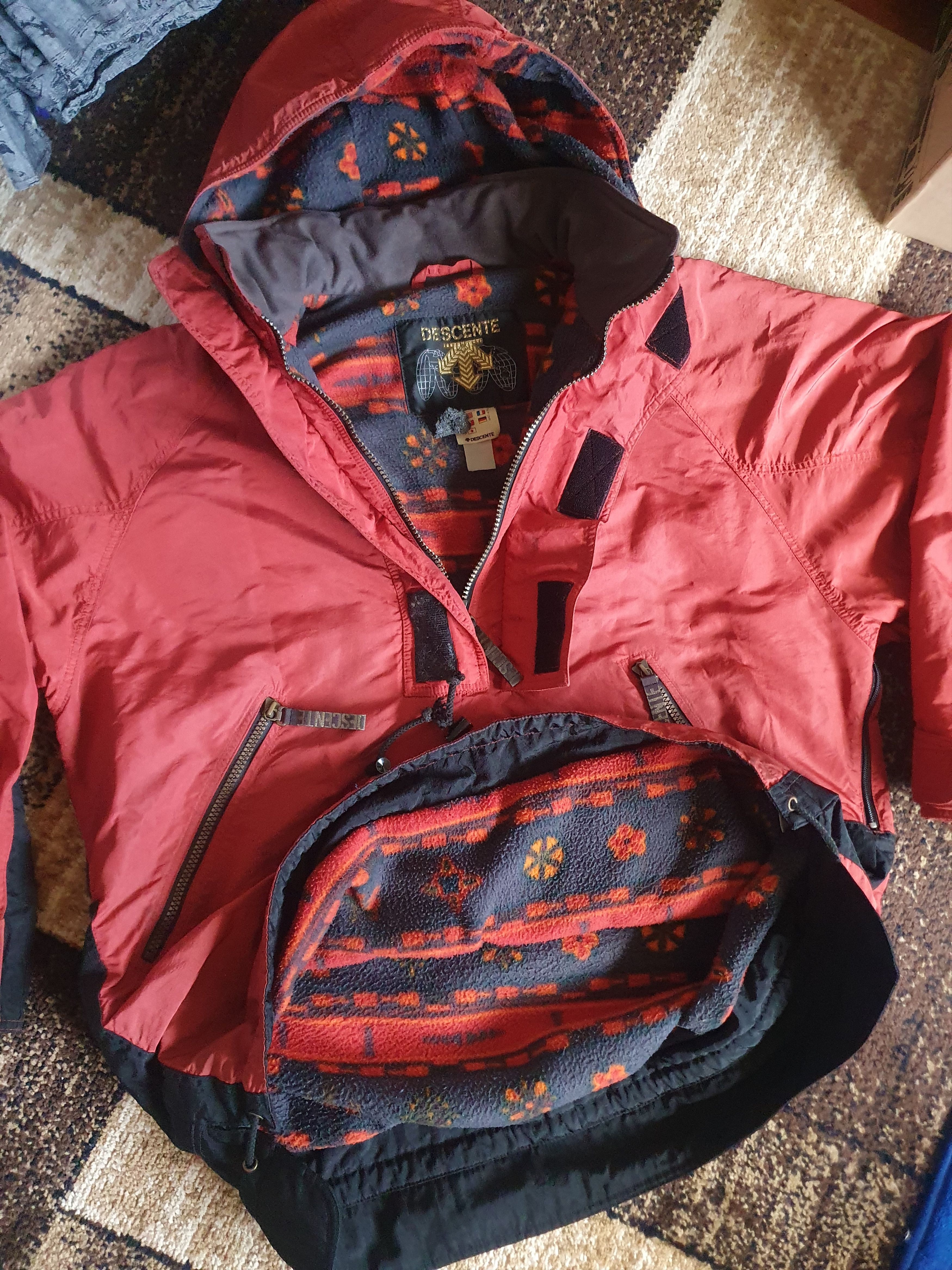 image of Descente VTG Fleece Lined Jacket Made In Hong Kong Size XL in Red Mix, Men's
