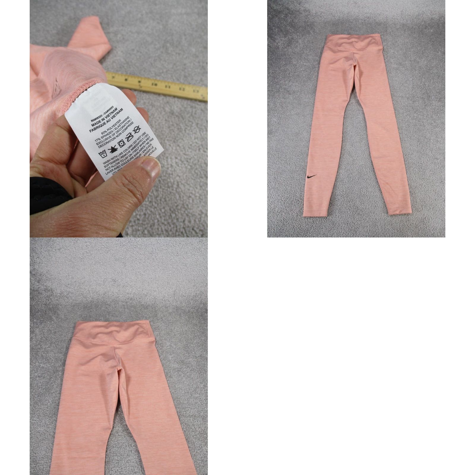 Nike VINTAGE Nike Leggings Womens XS Dri-Fit Pink Orange Compression Gym Athleisure Logo Womens Size 26" / US 2 / IT 38 - 8 Thumbnail