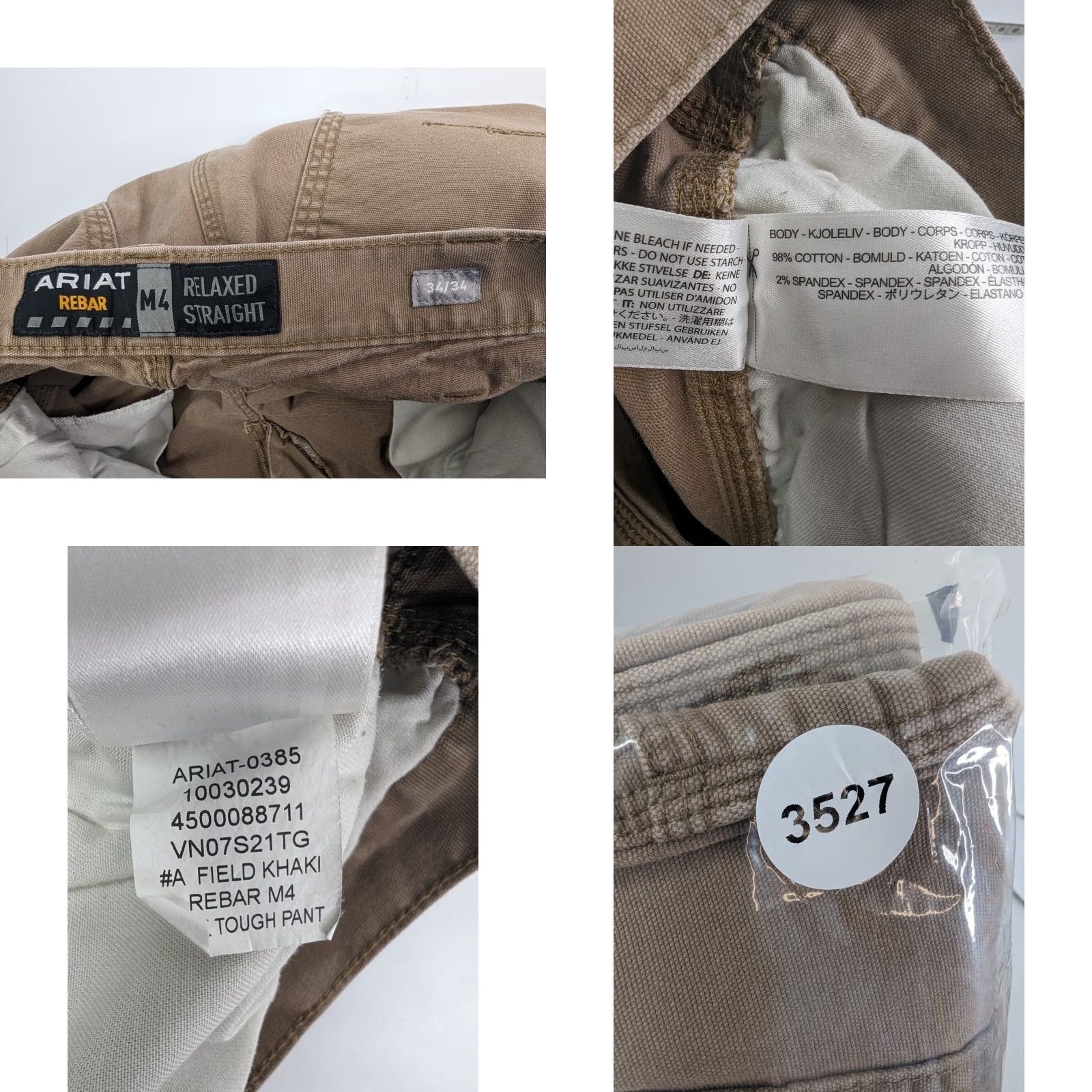Ariat Ariat Mens Cargo Shorts 34 Brown Rebar M4 Relaxed Straight Pocket Work Raw Hem Size US 34 / EU 50 - 8 Thumbnail