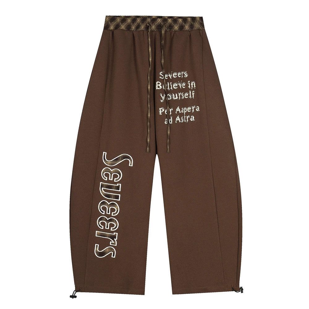 Vintage Men's retro wide-leg letter print scimitar casual pants Size US 32 / EU 48 - 1 Thumbnail