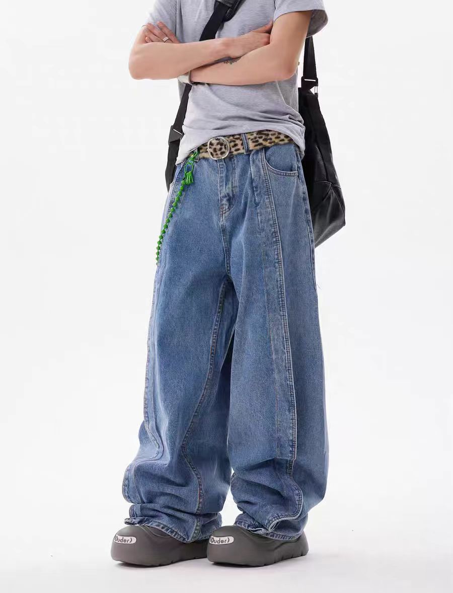Japanese Brand × Jean Vintage cut patchwork silhouette scimitar baggy jeans Size US 32 / EU 48 - 4 Thumbnail