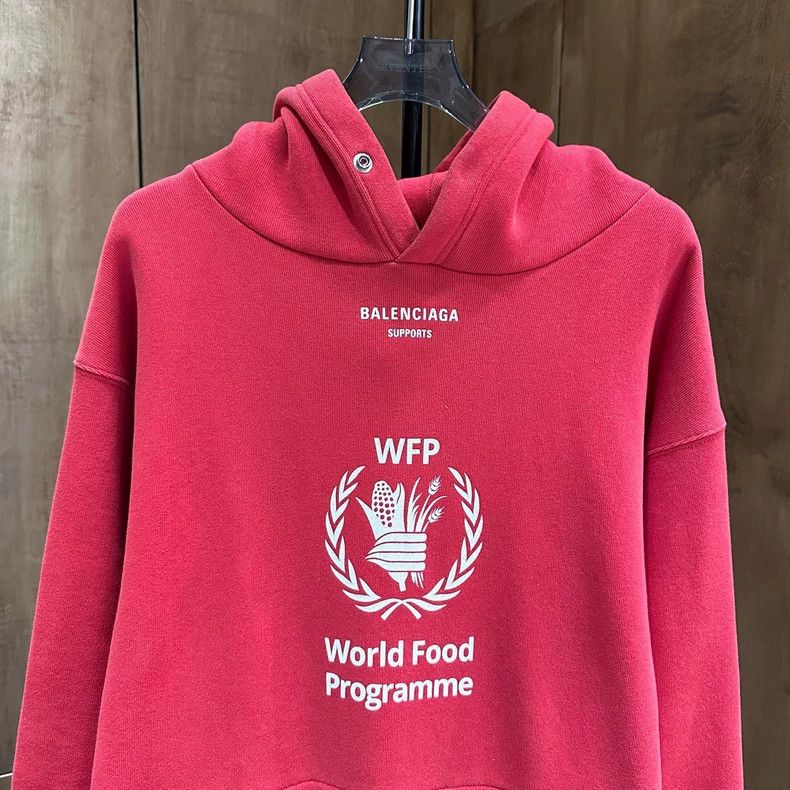Balenciaga Balenciaga WFP red charity grain printed letter hoodie Size US M / EU 48-50 / 2 - 2 Thumbnail