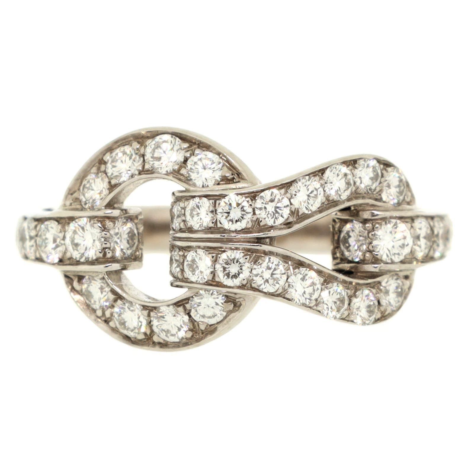 image of Cartier Agrafe Ring 18K White Gold And Diamonds Small, Women's