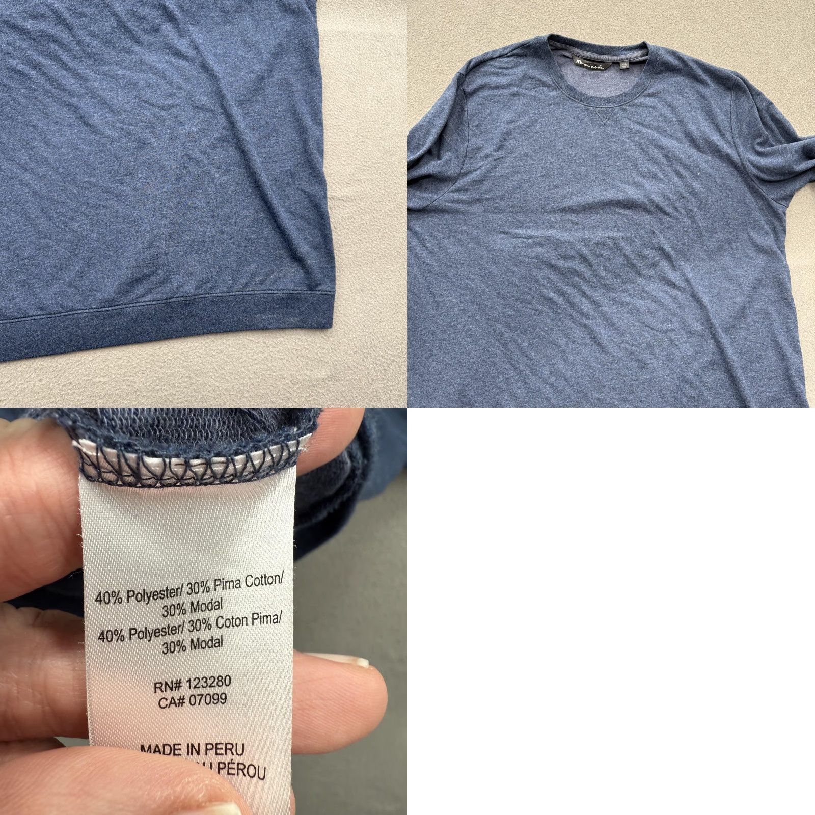 TravisMathew TravisMathew Sweater Mens 3XL Blue Crewneck Pullover Pima Cotton Blend Knit Size US XXL / EU 58 / 5 - 8 Thumbnail