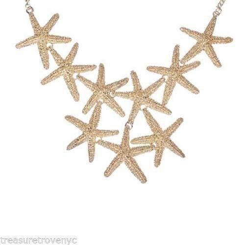 Designer Gold Tone Multiple Starfish Bib Necklace Size ONE SIZE - 2 Thumbnail