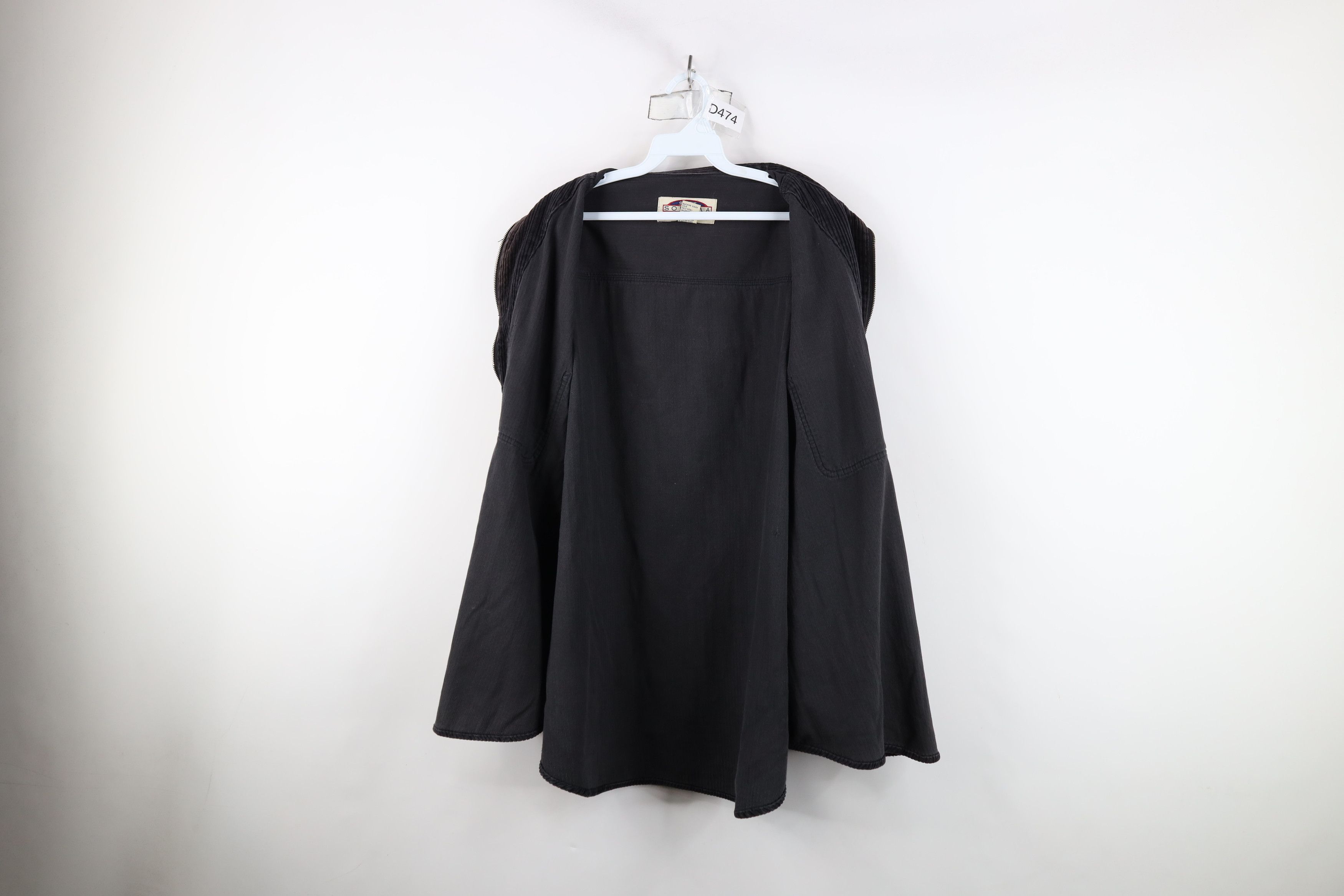 Vintage Vintage 90s Streetwear Full Zip Corduroy Shirt Jacket Black Size 3XL / US 20-22 - 11 Thumbnail