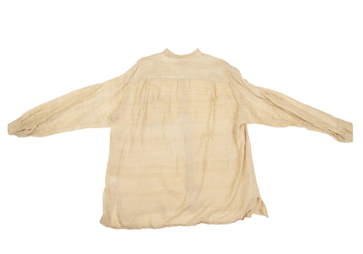 Issey Miyake Silk Mao Collar Shirt in Beige, Size L Size US L / EU 52-54 / 3 - 9 Thumbnail