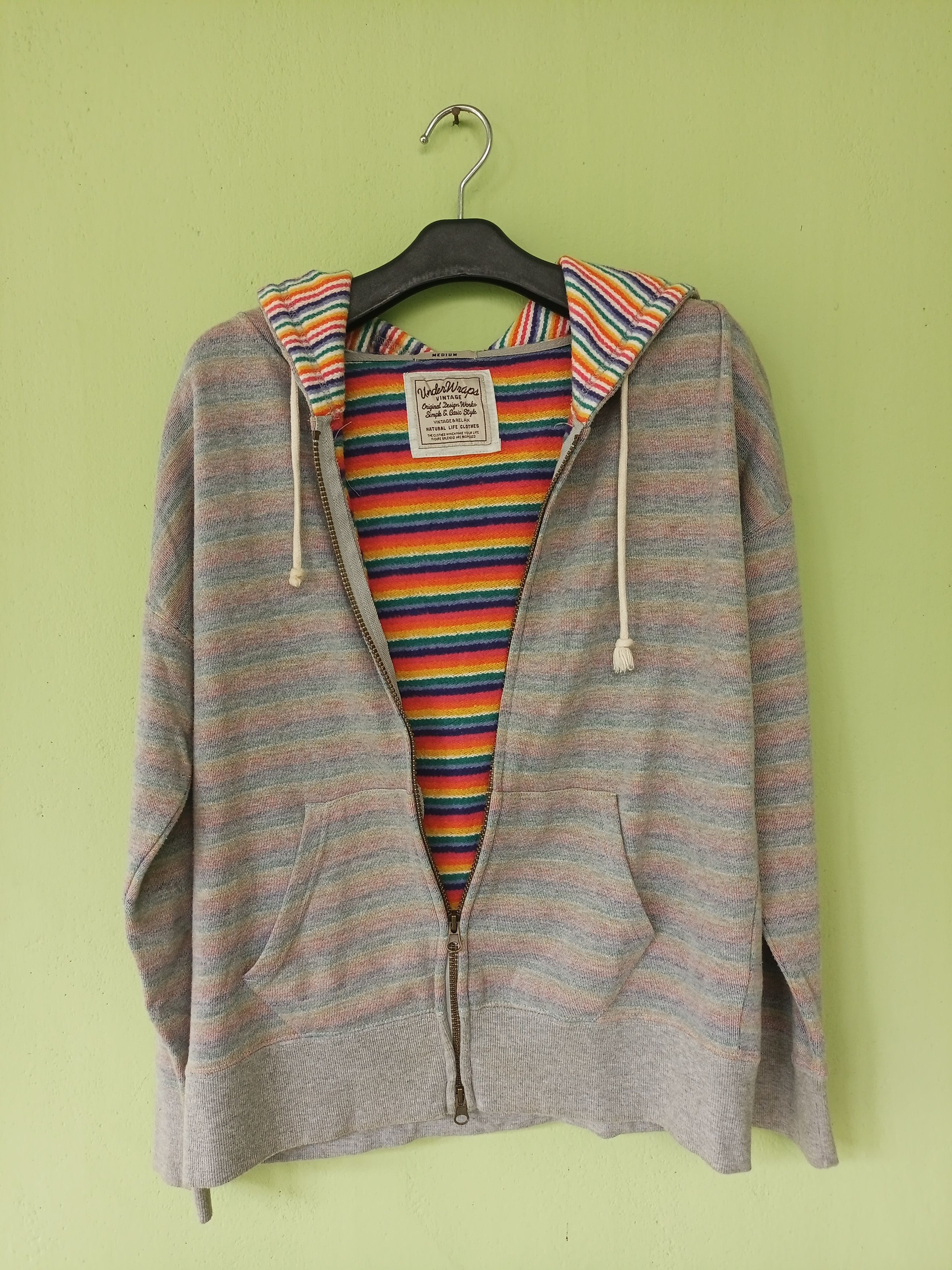 If Six Was Nine × Japanese Brand Vintage & Relax UNDER WRAPS Striped Rainbow Zipper Hoodie Size US M / EU 48-50 / 2 - 21 Thumbnail