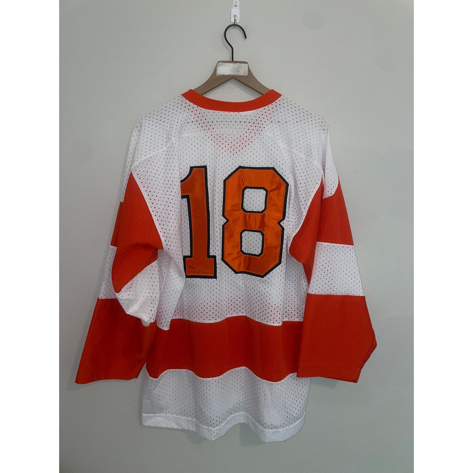 Vintage Vintage Hockey Jersey Opti No Bull #18 White Stained LS VTG Size US L / EU 52-54 / 3 - 7 Thumbnail