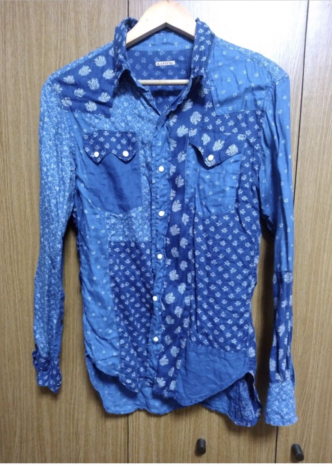 image of Kapital x Kapital Kountry Boro Bandana Shirt in Blue, Men's (Size Medium)