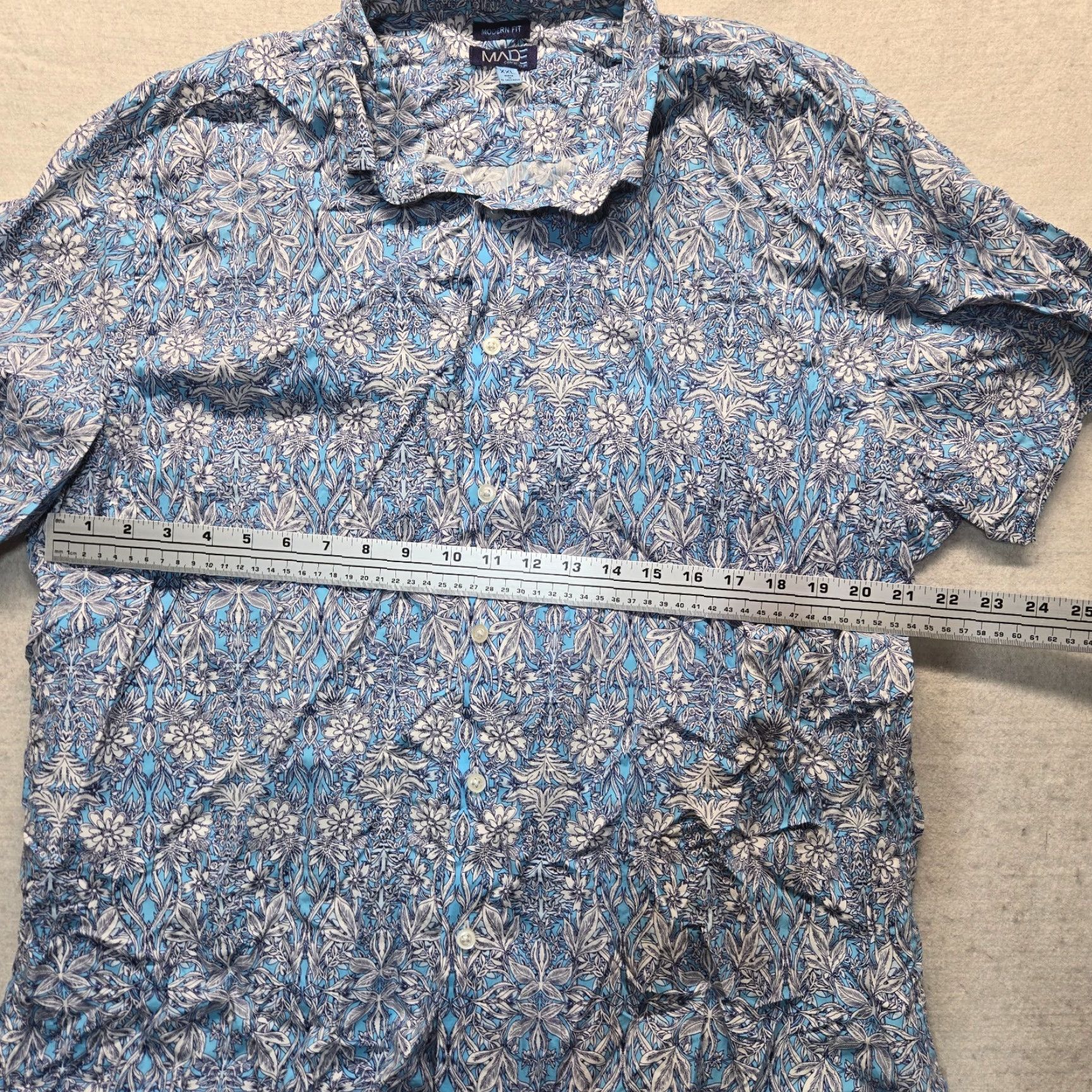 Vintage Made Floral Button-Up Shirt Blue White Adult Women 2XL Collared Regular Size 2XL Women’s Shirt Floral Blue Size XXL / US 16-18 / IT 52-54 - 4 Thumbnail