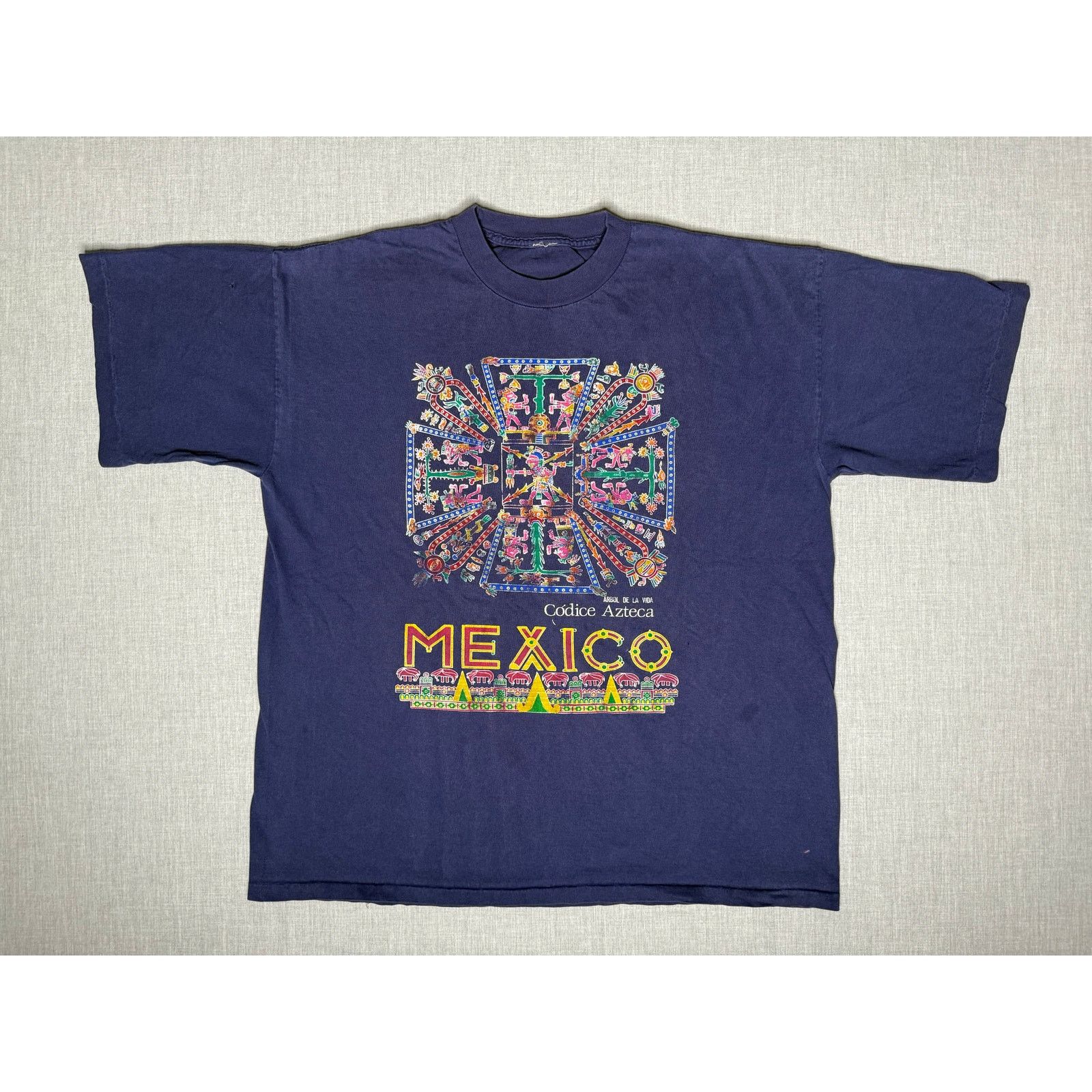 Vintage Vintage 90s Mexico Aztec Single Stitch T-shirt XL 24x28.5 Size US XL / EU 56 / 4 - 1 Thumbnail