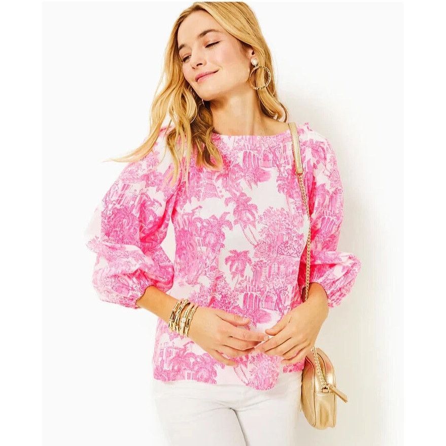 Lilly Pulitzer Lilly Pulitzer Barbara Top Palm Beach Anniversary Toile 6 Size M / US 6-8 / IT 42-44 - 1 Thumbnail