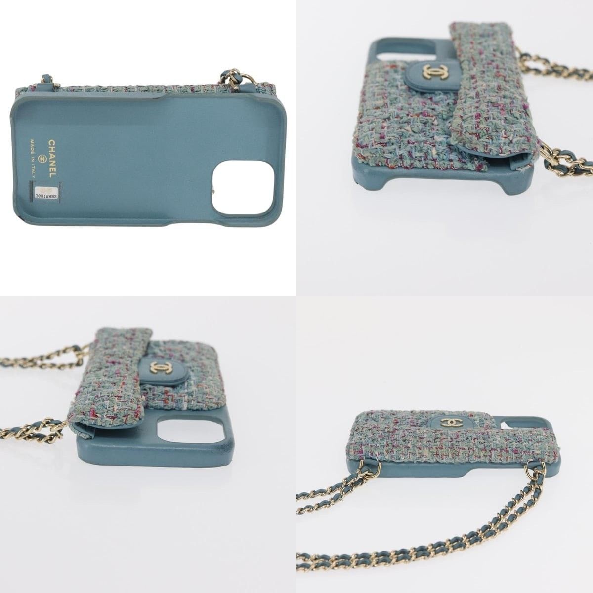 Chanel Chanel Iphone Case Tweed Light Blue CC Size ONE SIZE - 3 Thumbnail