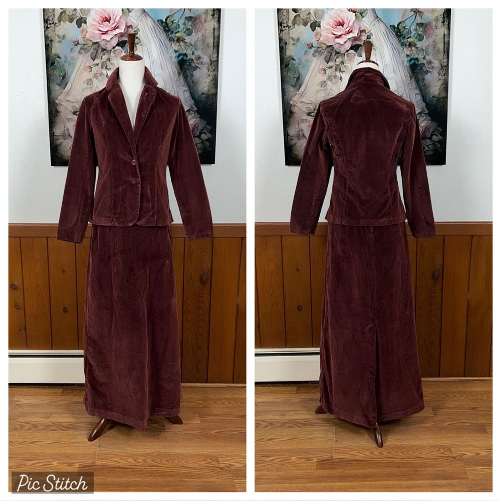 Vintage Fabulous Vintage 1970s Sears JR Bazaar Velvet Maxi Set! Size M / US 6-8 / IT 42-44 - 1 Thumbnail