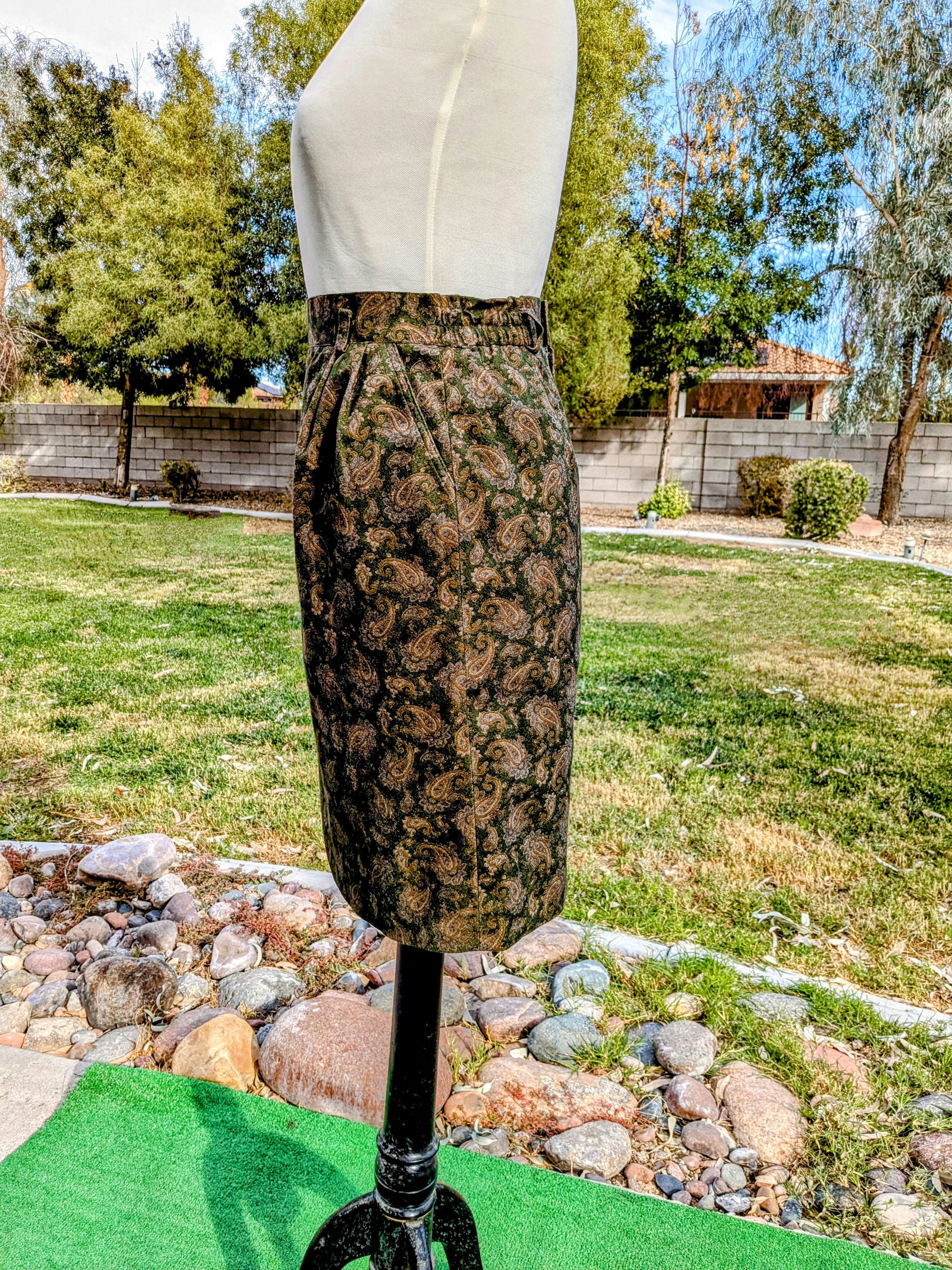Vintage 1970s Vintage Miss York Reine Petite Paisley Japanese Skirt Size 26" / US 2 / IT 38 - 5 Thumbnail