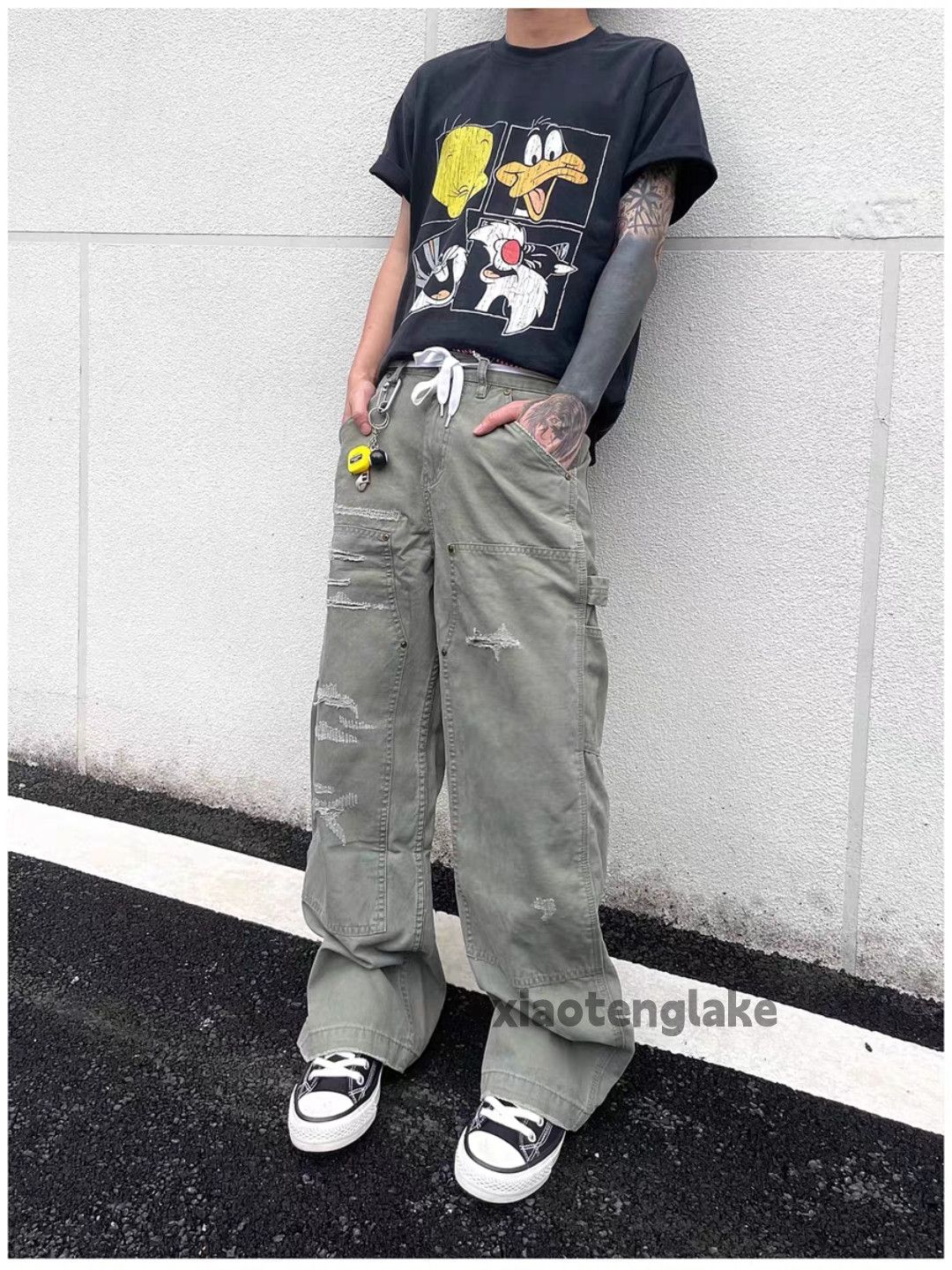 Vintage Unisex outdoor utility faded loose ripped cargo pants Size US 32 / EU 48 - 5 Thumbnail