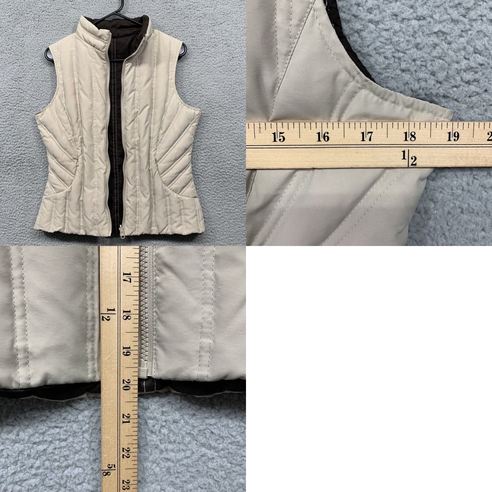 Vintage VINTAGE True Character Vest Womens Small Tan Brown Reversible Goose Down 4 Pockets Zip Machine Wash Shirt/Outerwear Size S / US 4 / IT 40 - 9 Thumbnail