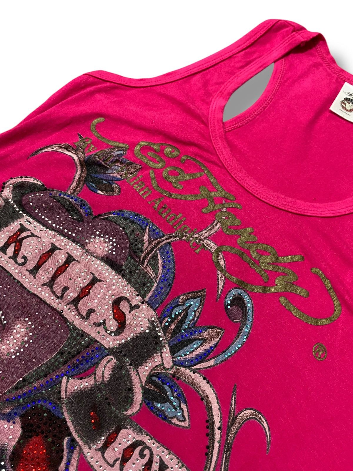 Christian Audigier Y2k Ed Hardy Love Kills Slowly Rhinestone Tank Top Size S / US 4 / IT 40 - 5 Thumbnail