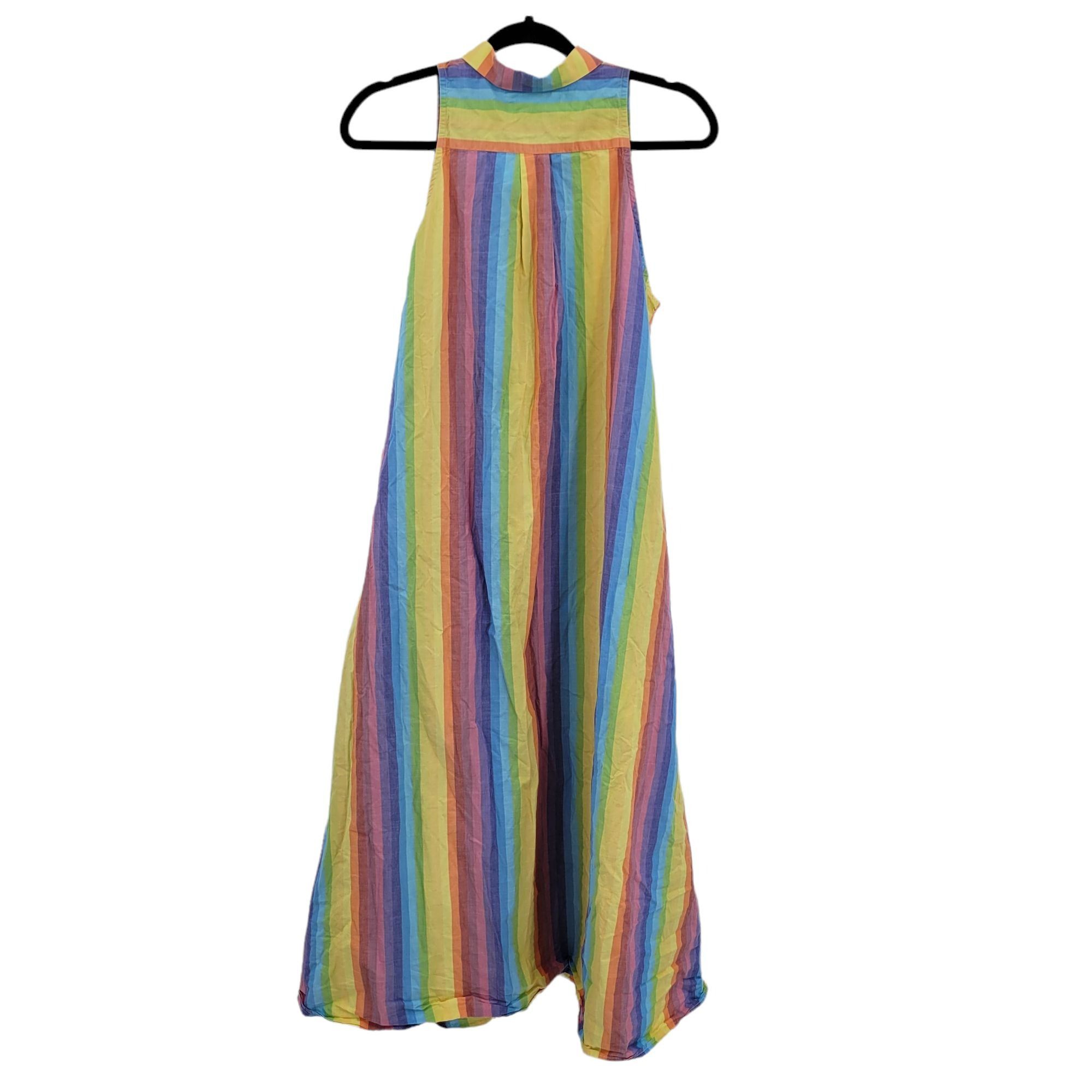 Vintage M.D.S. Stripe Pinafore Shirtdress Sz 2 Rainbow Midi Dress A- Size XS / US 0-2 / IT 36-38 - 8 Thumbnail